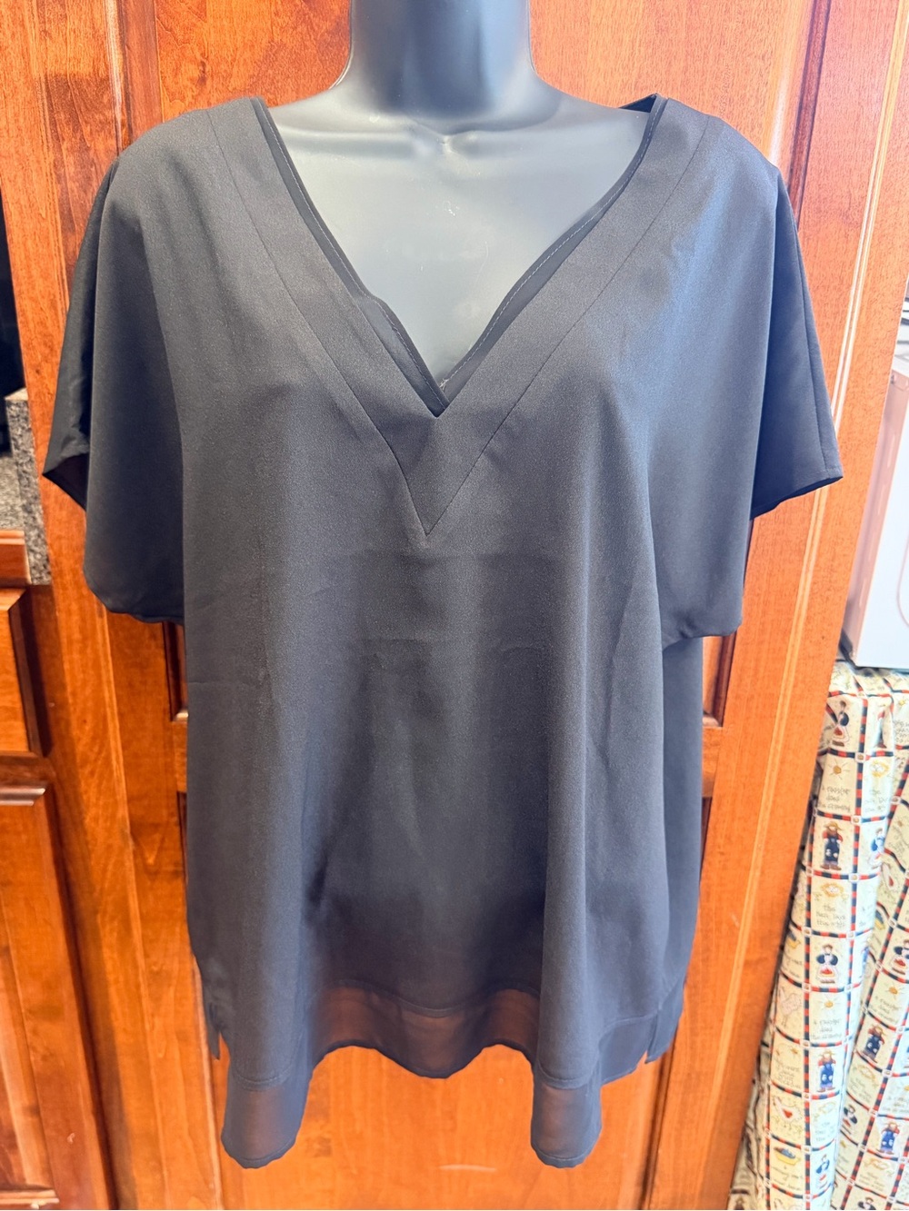 Dkny Black V-Neck Short Sleeve Tunic
